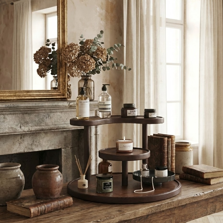 Tiered Wooden Countertop Organizer