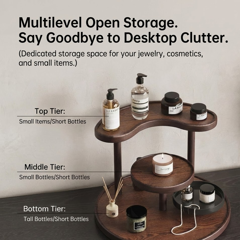 Tiered Wooden Countertop Organizer