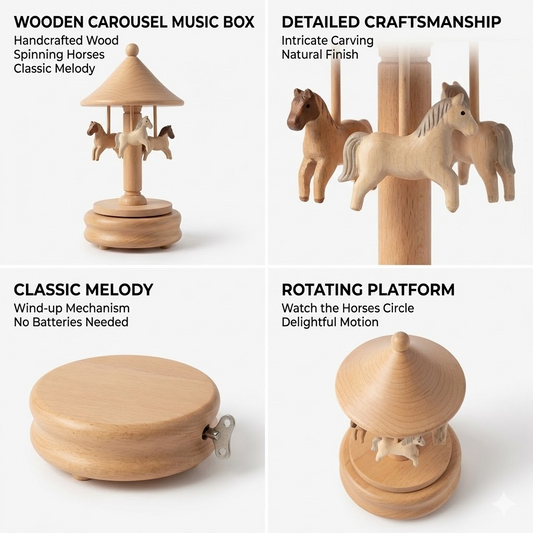 Wooden Carousel Music Box