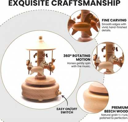 Wooden Carousel Music Box