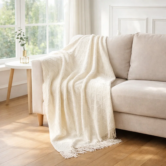 Textured Woven Sofa Throw Blanket