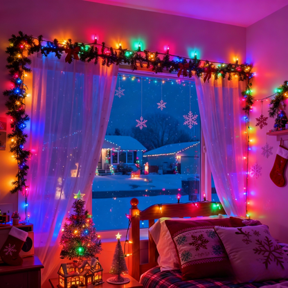 90s Retro Christmas Curtain Lights💡