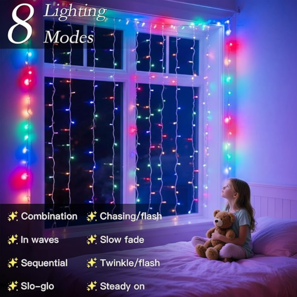 90s Retro Christmas Curtain Lights💡